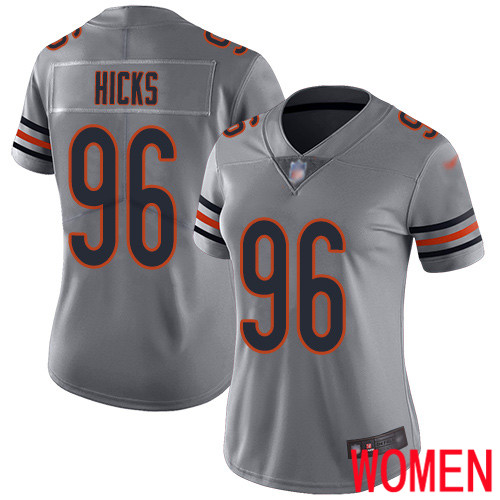 Chicago Bears Limited Silver Women Akiem Hicks Jersey NFL Football #96 Inverted Legend->youth nfl jersey->Youth Jersey
